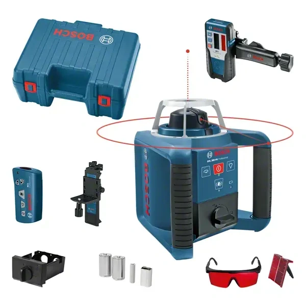 Nivel Láser Giratorio Luz Roja a Pilas 300 Metros con receptor Bosch GRL 300 HV 0601.061.501-000