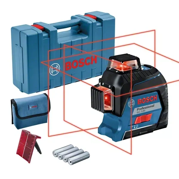 Nivel laser de planos GLL 3-80 Una linea horizontal y 2 lineas verticales con proyeccion en 360 0601.063.S00-000