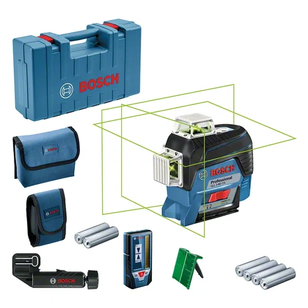 Nivel Láser 360 de 3 Líneas Verde GLL 3-80 CG + Receptor LR 7 Bosch 0601.063.T01-000