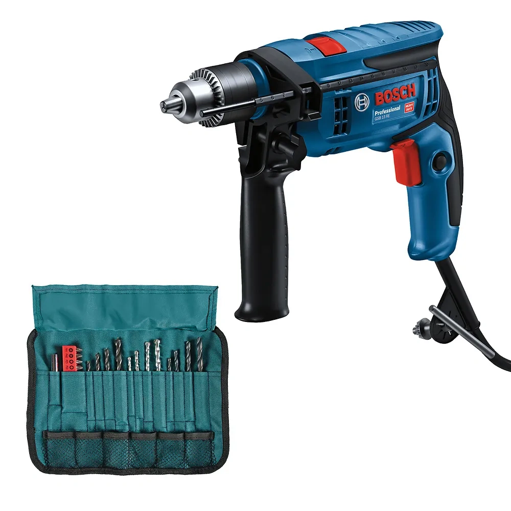 Taladro Percutor 1/2" 750W + Set de Accs 23 Pzs Bosch GSB 13 RE 0601.2B8.0E3-000