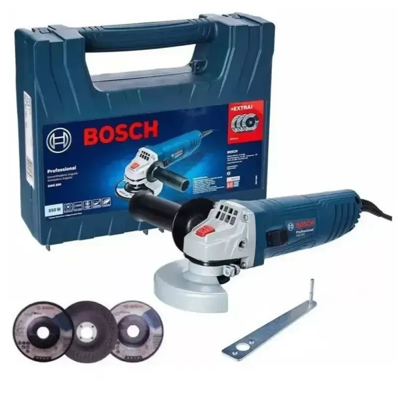 Amoladora Angular 4 1/2" 850W 12000 rpm+ 3 Discos Bosch GWS 850 0601.377.5ED-000