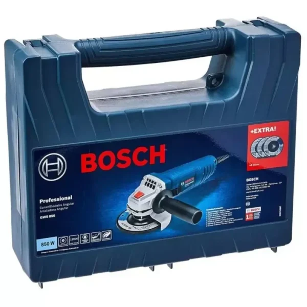 Amoladora Angular 4 1/2" 850W 12000 rpm+ 3 Discos Bosch GWS 850 0601.377.5ED-000