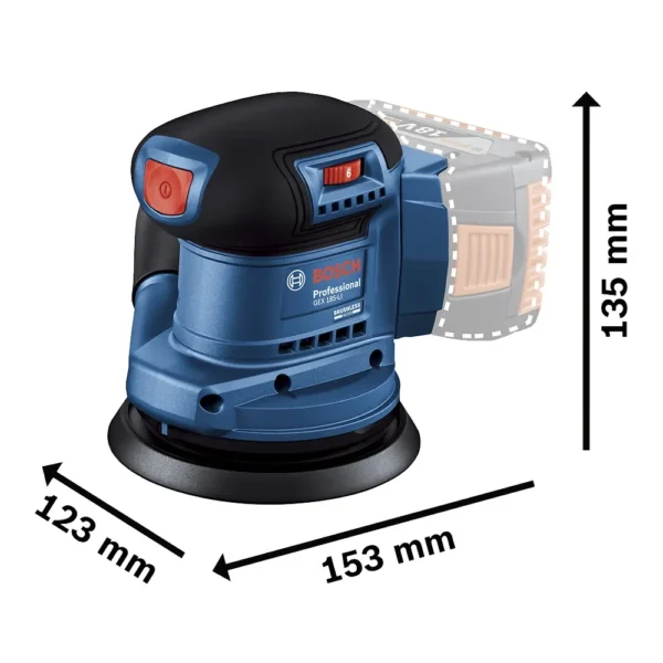 Lijadora Excéntrica 5" 18V Brushless Baretool Bosch GEX 185-LI 0601.3A5.0E0-000