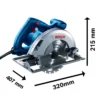 Sierra Circular 7 1/4" (184mm) 2000W Corte en 90° 62mm Bosch GKS 20-65 0601.6B2.0E0-000