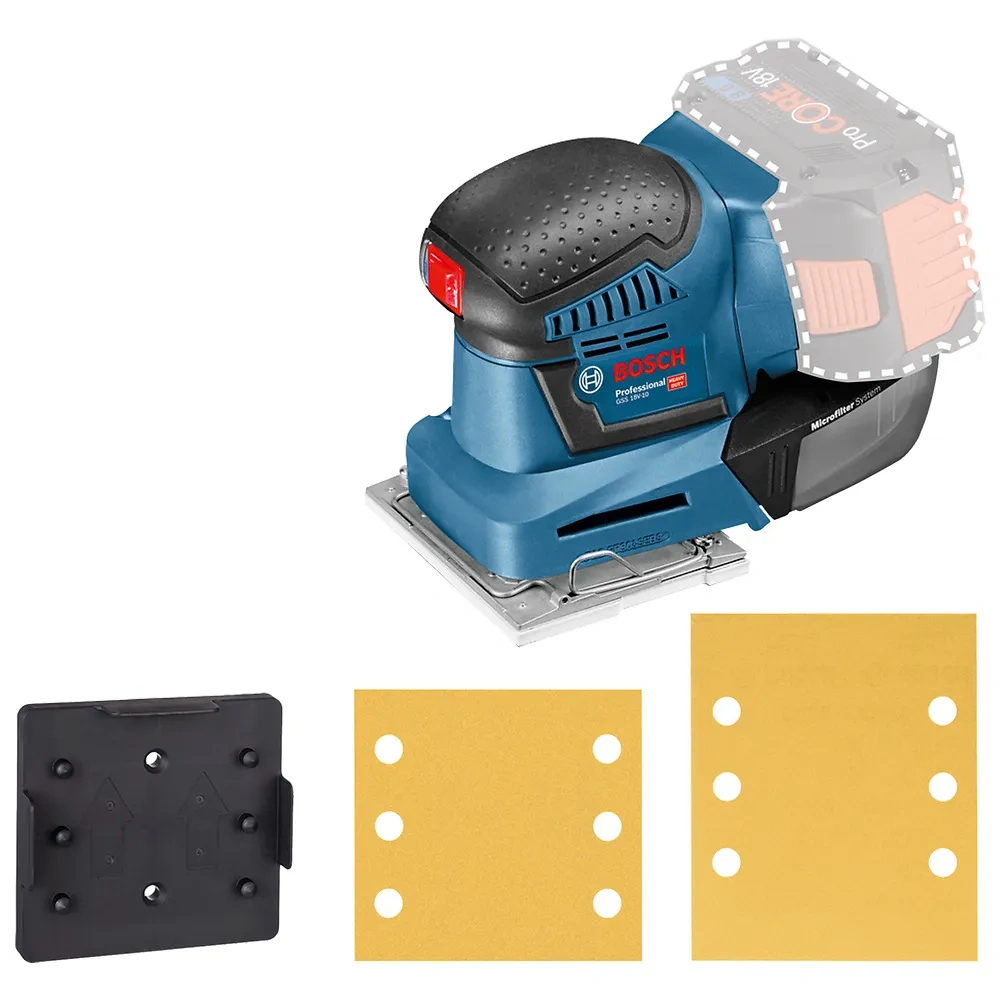 Lijadora Orbital 1/4 (115 x 107 mm) 18V Baretool Bosch GSS 18V-10 0601.9D0.200-000