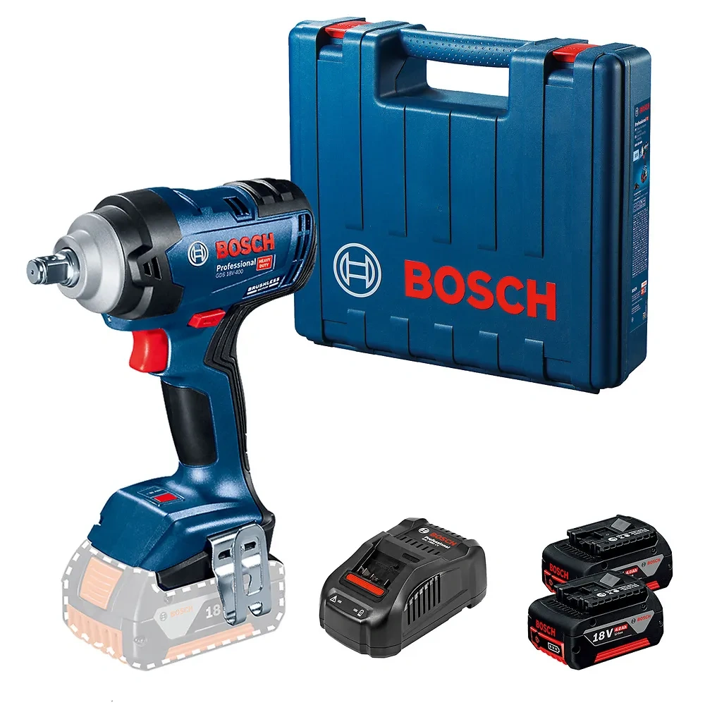 Llave de Impacto 1/2" 18V Brushless 2 Bat y Carg Bosch GDS 18V-400 0601.9K0.0E0-000