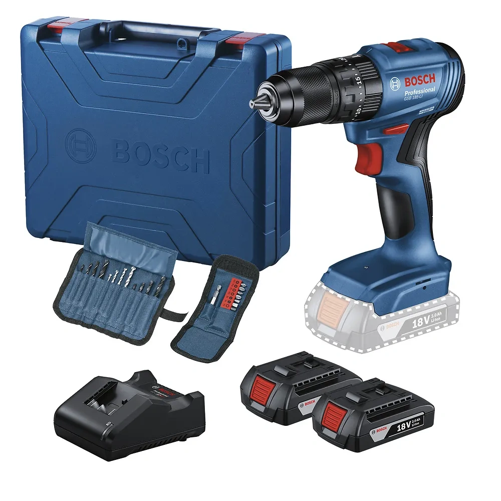 Taladro Percutor 1/2" 18V Brushless Incl 2 Bat + Carg Bosch GSB 185-LI 0601.9K3.1E2-000