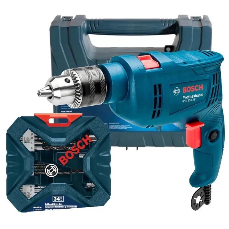Taladro Percutor 1/2" 550W + Set de Accs X-LINE 34 pzas Bosch 0615.A00.0N6-000