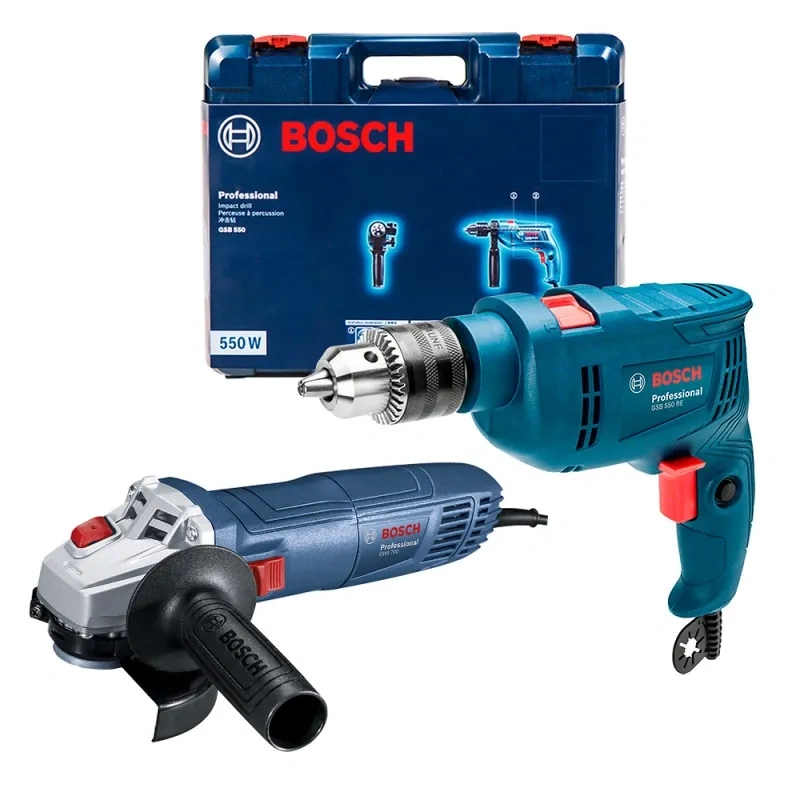 Taladro Percutor 1/2" 550W GSB 550 RE + Amoladora Angular 4 1/2" GWS 700 Bosch 0615.A00.1K8-000