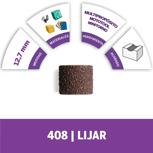 Banda de lija 1/2 Grano 60 6 Unid Dremel 408 2615.000.408-000