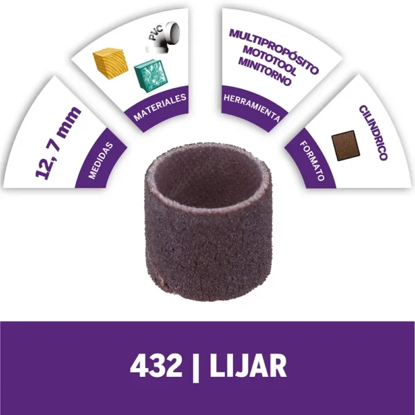 Banda de Lija 1/2 Grano 120 6 Unid Dremel 432 2615.000.432-000