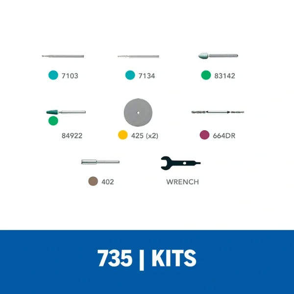 Micro Kit de 8 Accesorios Giratorios para Vidrio y Piedra Dremel 735-01 2615.073.5AA-000