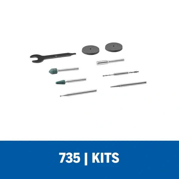 Micro Kit de 8 Accesorios Giratorios para Vidrio y Piedra Dremel 735-01 2615.073.5AA-000