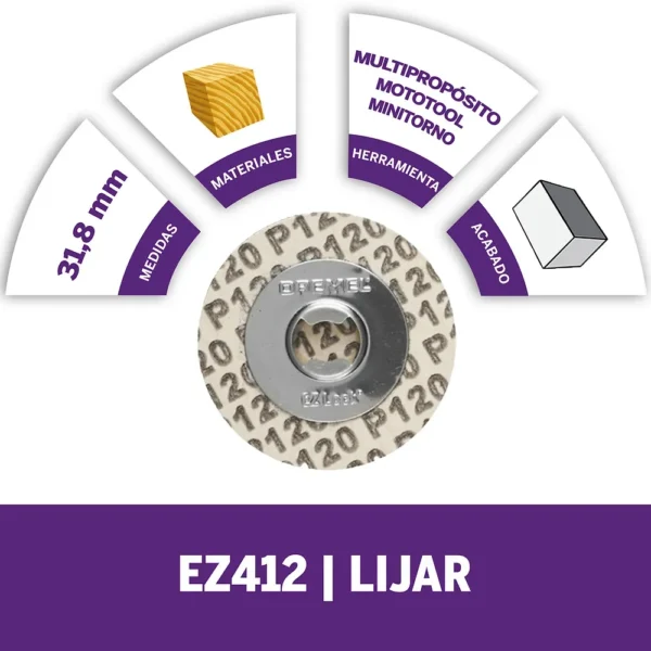 Discos de lija EZ-LOCK - GRANO 120 Dremel EZ412SA 2615.E41.2AC-000