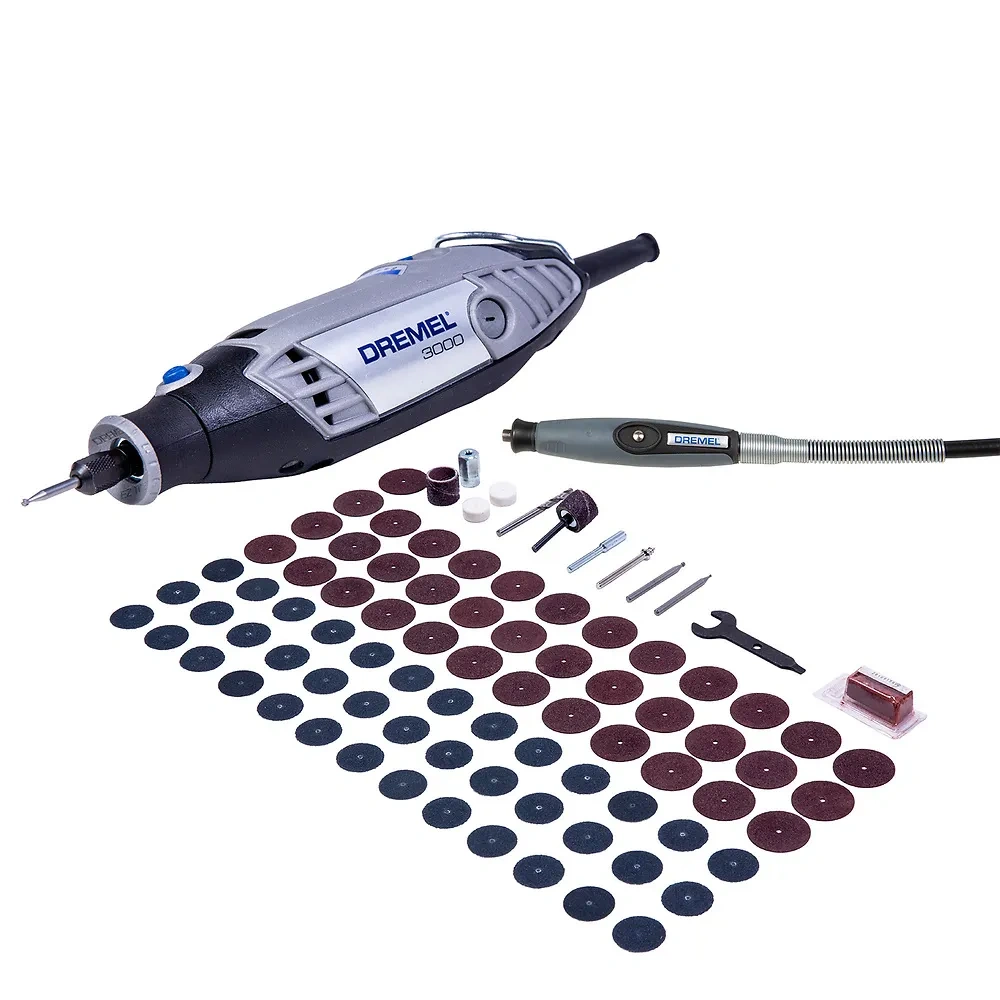 Minitorno 130W Dremel 3000 + Kit 82 accesorios Dremel F013.300.0GB-000