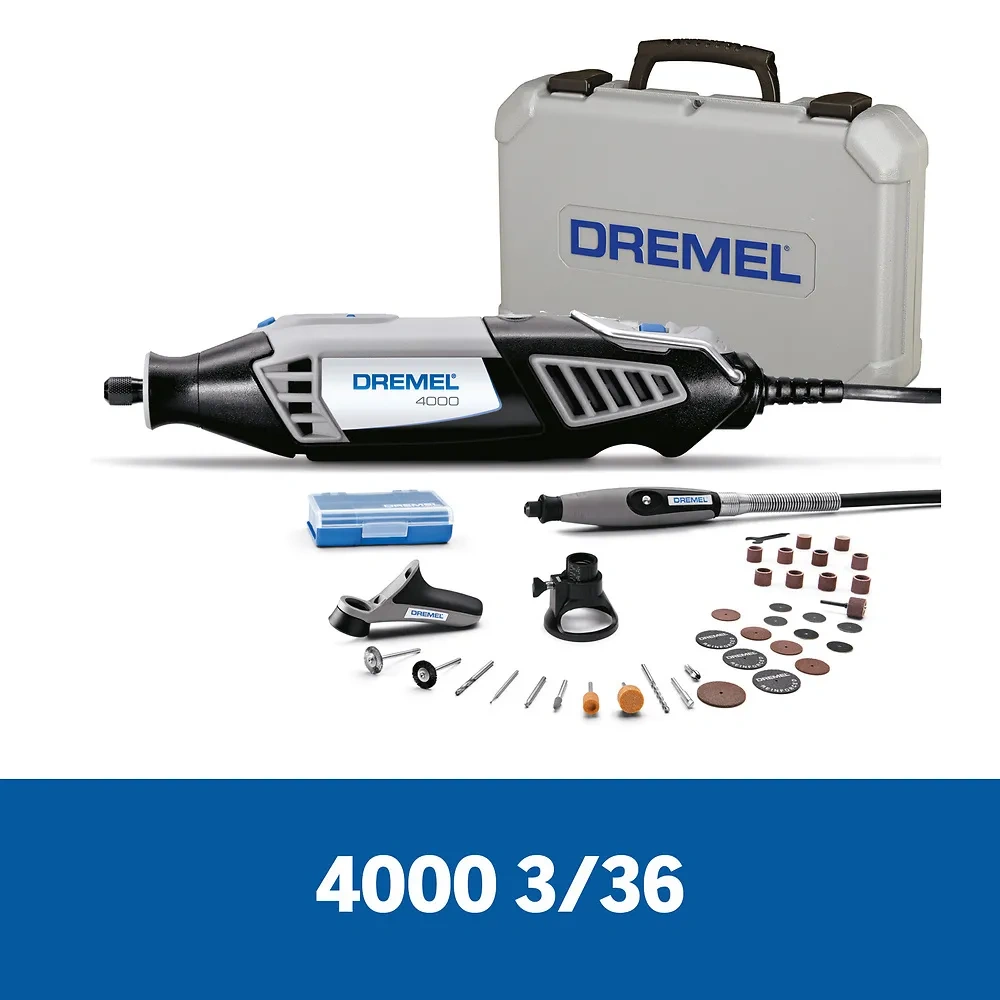 Minitorno Dremel 4000 + Kit 36 Accesorios + 3 Aditamentos F013.400.0NC-000