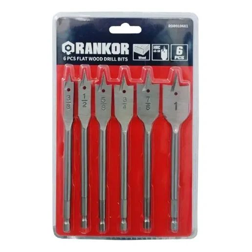 Set de Brocas Paleta Para Madera x6Pzs RDB910601 Rankor Encastre 1/4 Hex.