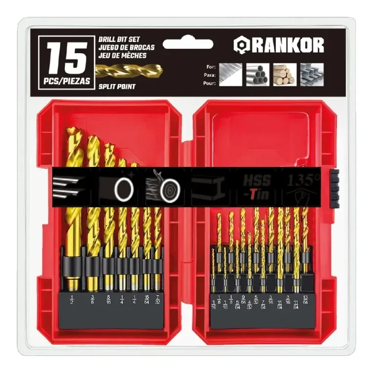 Juego de brocas para metal x15Pzs(1.5–10mm) Rankor HSS-Titanio 100000040