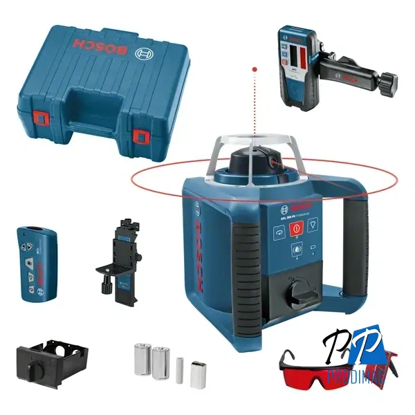 Nivel Láser Giratorio Luz Roja a Pilas 300 Metros con receptor Bosch GRL 300 HV 0601.061.501-000