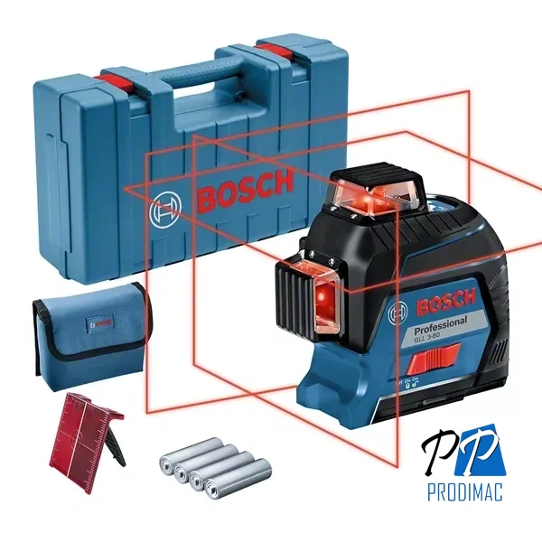 Nivel laser de planos GLL 3-80 Una linea horizontal y 2 lineas verticales con proyeccion en 360 0601.063.S00-000