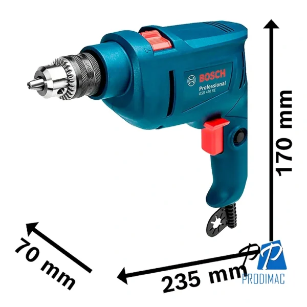 Taladro Percutor 3/8" 450W 49600 gpm + 3 Brocas Bosch GSB 450 RE 0601.1B5.0E1-000