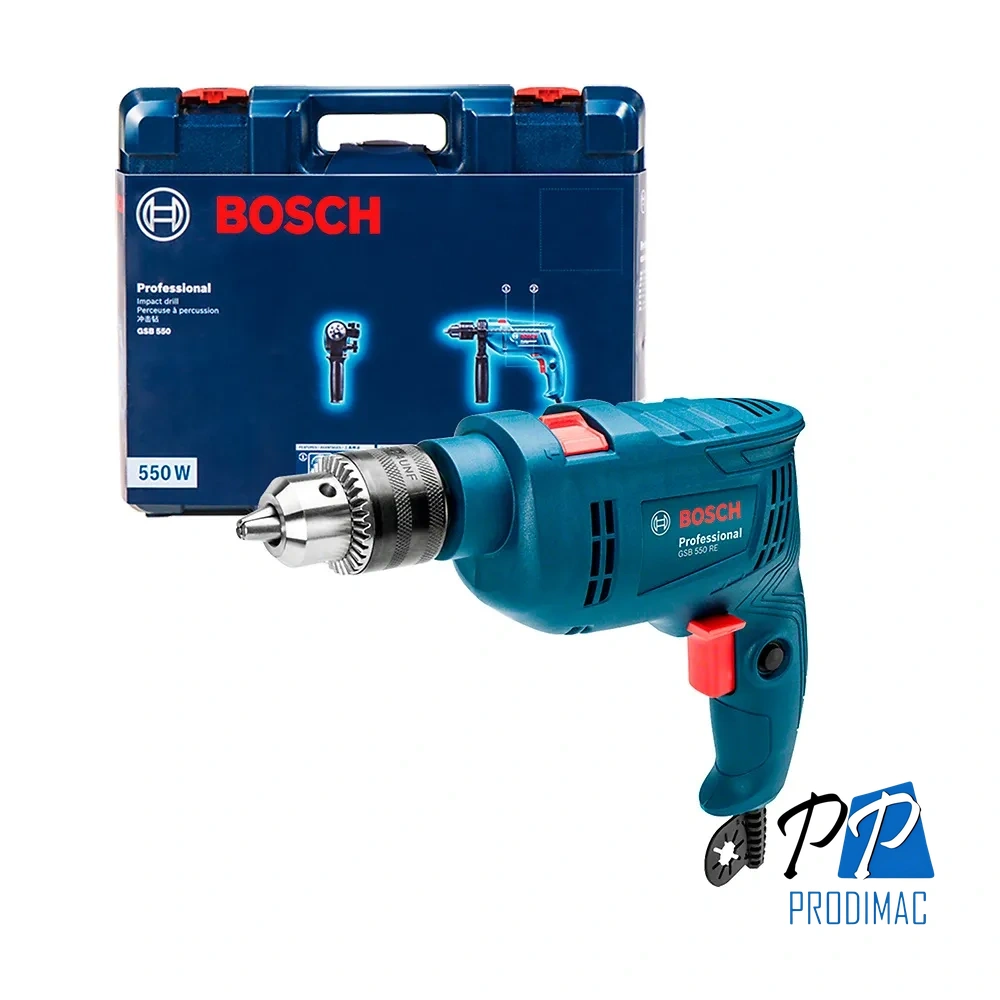 Taladro Percutor 1/2" 550W 49600 gpm Maleta Bosch GSB 550 RE 0601.1B6.0E2-000