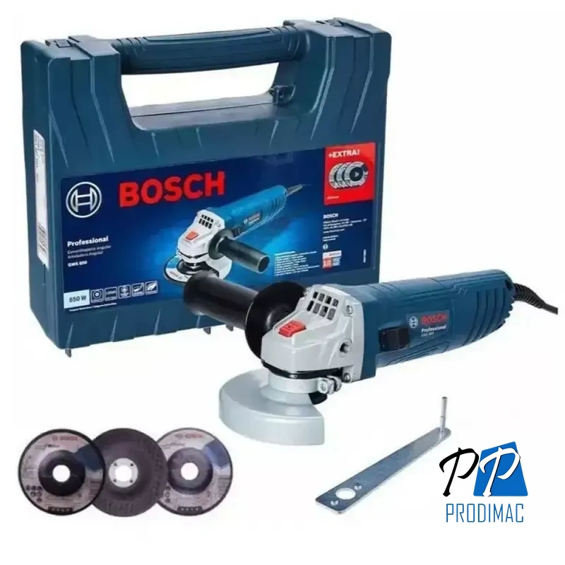 Amoladora Angular 4 1/2" 850W 12000 rpm+ 3 Discos Bosch GWS 850 0601.377.5ED-000