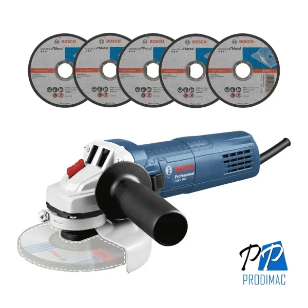 Amoladora Angular 4 1/2" 710W GWS 700 + 5 Discos Bosch 0601.3A3.0E1-000