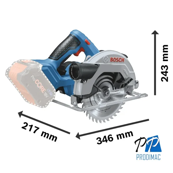 Sierra Circular 18V 6 1/2" (Sin baterias/Ni cargador) Bosch GKS 18V- 57 Professional 0601.6A2.2E0-000