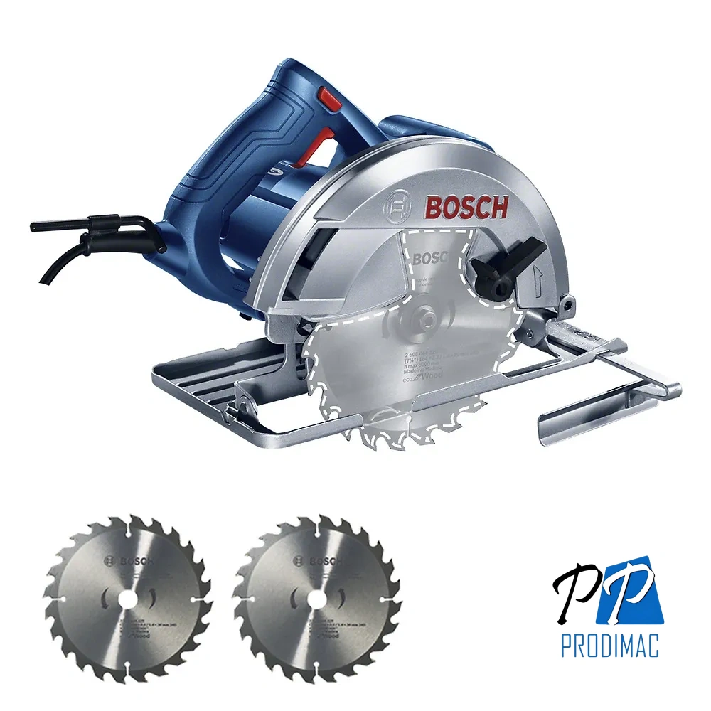 Sierra Circular 7 1/4" (184mm) 1500W Corte en 90° 64mm con 2 Discos Bosch GKS 150 0601.6B3.0E1-000