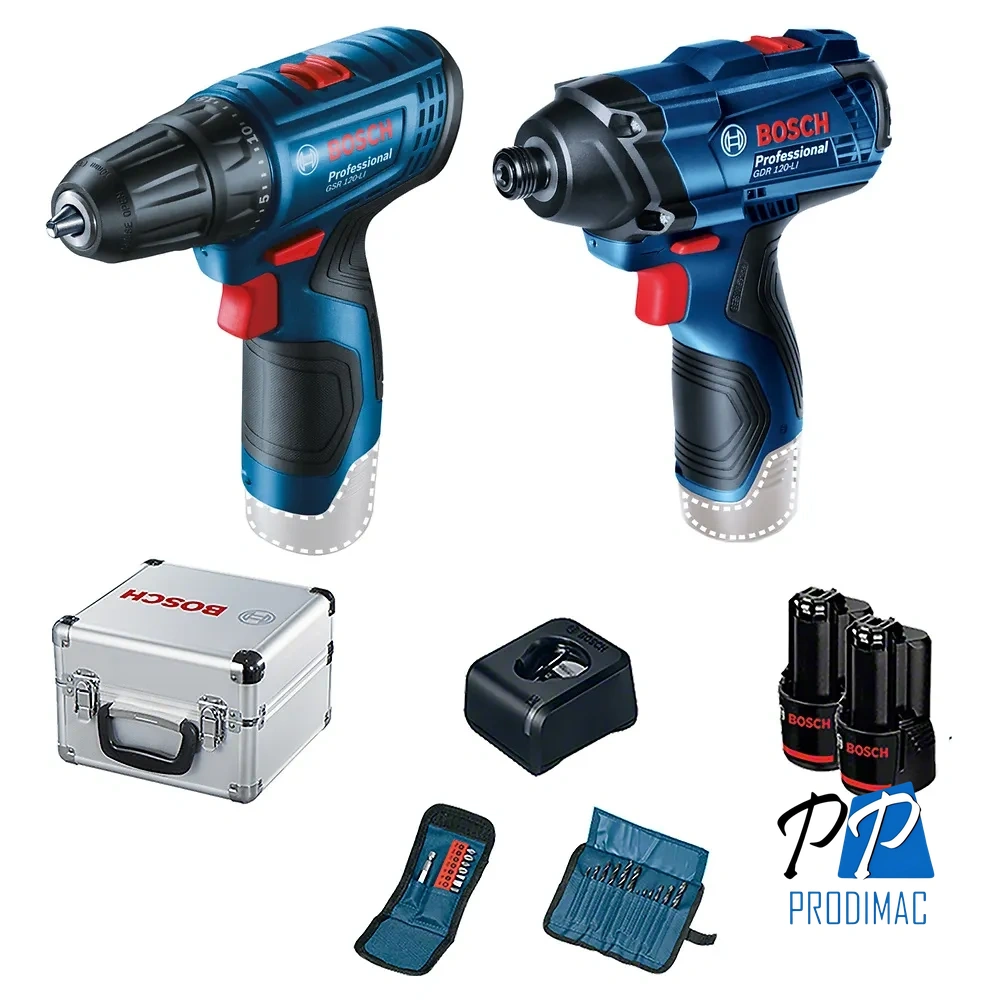 Taladro Atornillador 3/8" + Atornillador de Impacto 1/4" Hex 12V Bosch 0601.9G8.0E3-000