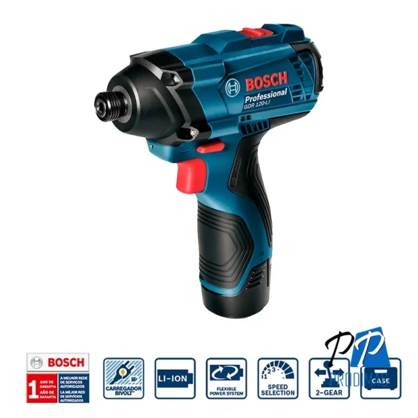 Taladro Atornillador 3/8" + Atornillador de Impacto 1/4" Hex 12V Bosch 0601.9G8.0E3-000