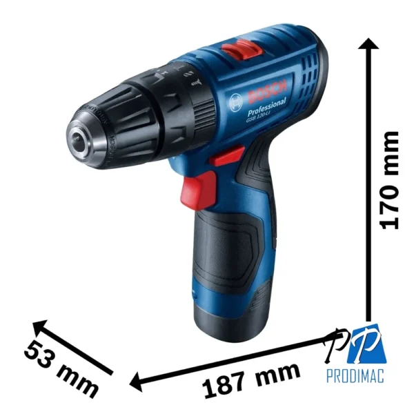 Taladro Percutor 0,1" 12V Inc 2 Bat + 1 Carg + Kit de 23 accs Bosch GSB 120-LI 0601.9G8.1E2-000