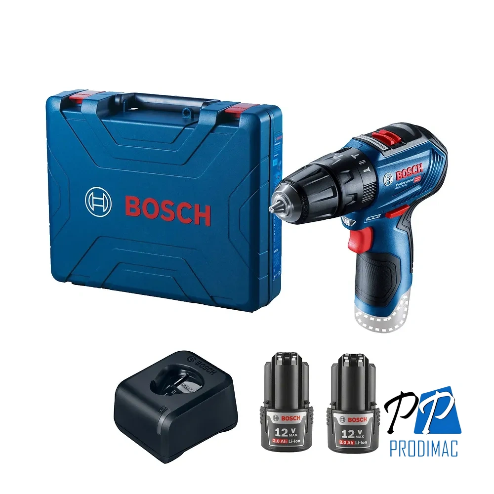 Taladro Percutor 3/8" 12V Brushless 30Nm 2 Bat 2.0 Ah Bosch GSB 12V-30 0601.9G9.1E0-000