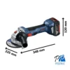 Amoladora Angular 5" 18V Brushless Inc 2 Bat y Carg Bosch GWS 180-LI 0601.9H9.0E1-000