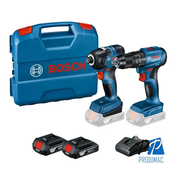 Taladro Percutor 1/2" GSB 185-LI + Atornillador de Impacto 1/4" Hex GDR 18V-200 Bosch 0601.9J2.1E0-000