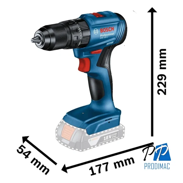 Taladro Percutor 1/2" GSB 185-LI + Atornillador de Impacto 1/4" Hex GDR 18V-200 Bosch 0601.9J2.1E0-000