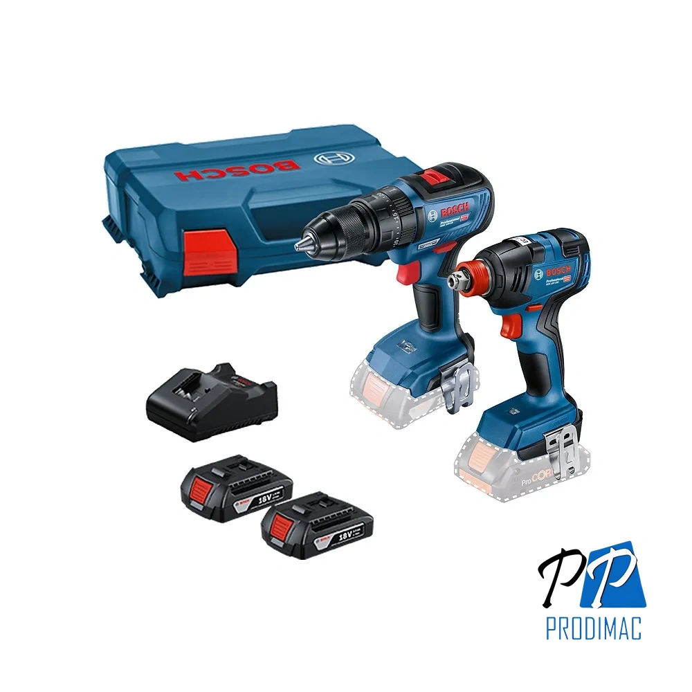 Taladro Percutor 1/2" GSB 18V-50 + Llave de Impacto 1/2" GDX 18V-200 18V Brushless Bosch 0601.9J2.2E1-000
