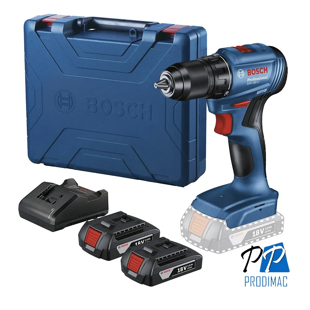 Taladro Atornillador 1/2" 18V Brushless Inc 2 Bat y Carg Bosch GSR 185-LI 0601.9K3.0E0-000