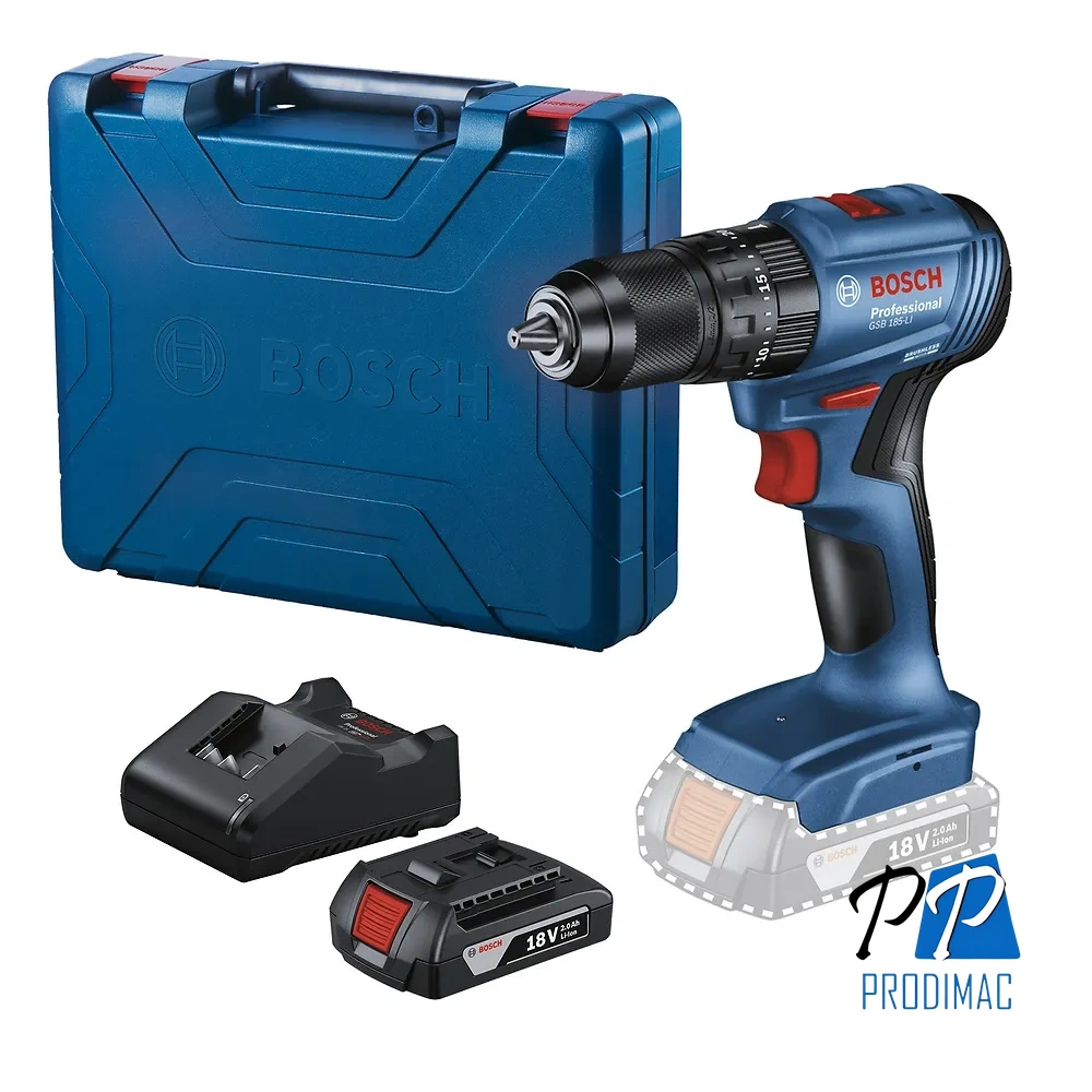 Taladro Percutor 1/2" 18V Brushless Inc 1 Bat y Carg Bosch GSB 185-LI 0601.9K3.1E1-000