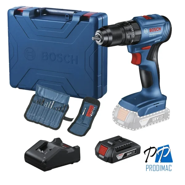 Taladro Percutor 18V 50 Nm + accesorios Bosch GSB185-LI 0601.9K3.1E4-000