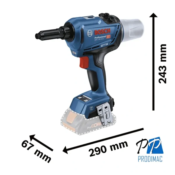 Remachadora 18V 16.000 N 3-6,4 mm (Sin Baterias / Sin Cargador) C.C. Bosch GRG 18V-16 C 0601.9K5.0E0-000