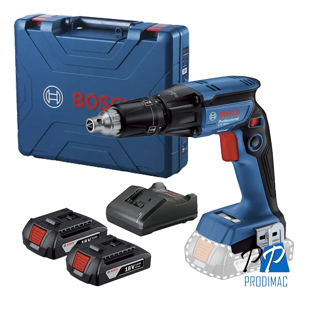 Atornillador para Drywall 1/4" Hex 18V Brushless 2 Bat y Carg Bosch GTB 185-LI 0601.9K7.0E0-000