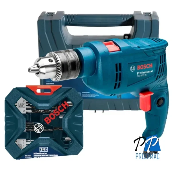 Taladro Percutor 1/2" 550W + Set de Accs X-LINE 34 pzas Bosch 0615.A00.0N6-000