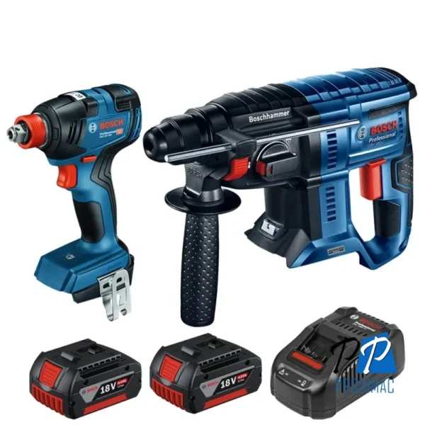 Llave de Impacto 1/2" GDX 18V-200 + Rotomartillo Sds-Plus 2J GBH 180-LI Brushless + 2 Baterias + Cargador Bosch 0615.A00.1R1-000