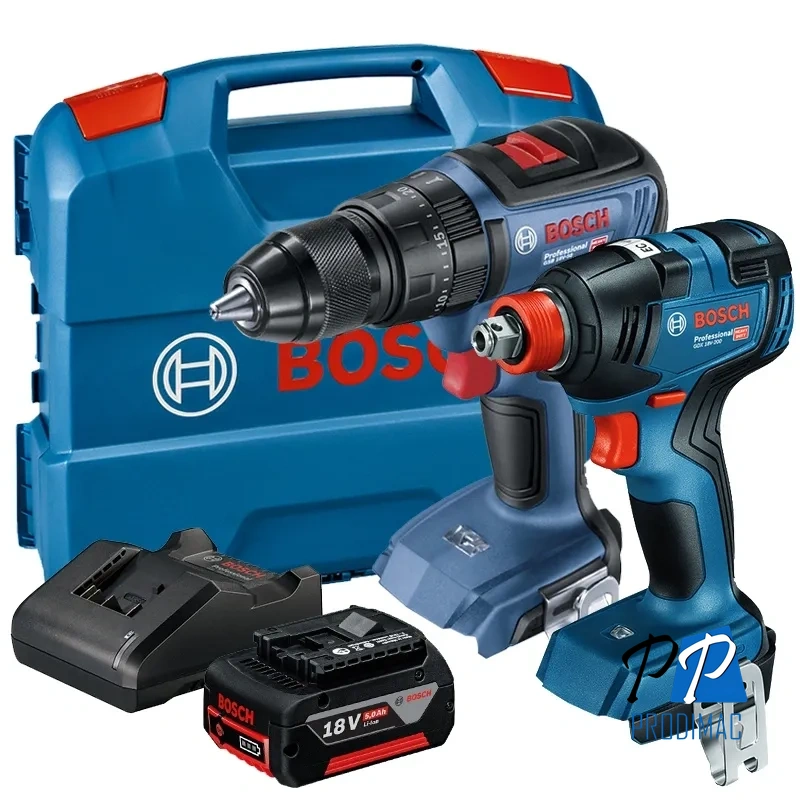Taladro Percutor 1/2" 18V + Llave de Impacto 1/2"-1/4" + Bat 5.0Ah Bosch 0615.A00.1VH-000