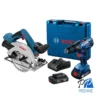 Sierra Circular 6 1/2" GKS 18V-57 + Taladro Percutor 1/2" GSB 180-LI Bosch 0615.A00.1WR-000