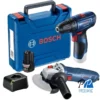 Taladro Atornillador 3/8" 12V 1 Bat + Amoladora 4 1/2" 710W Bosch 0615.A00.25A-000