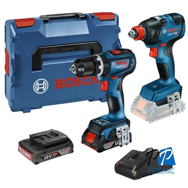 Llave de Impacto + Taladro Percutor 18V 1/2" Brushless 2 Bat y Carg Bosch 0615.A00.261-000