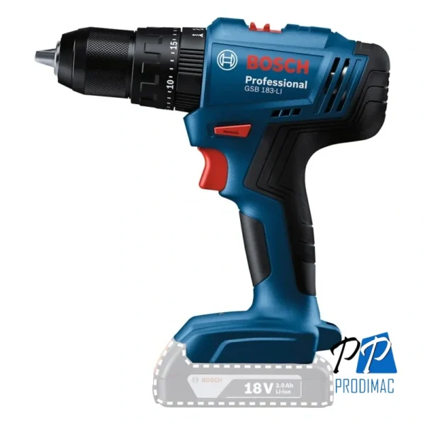 Taladro Percutor 3/8" 18V Inc Bat 2.0 Ah GSB 183-LI + Set X-Line 34 Piezas Bosch 0615.A00.2AC-000